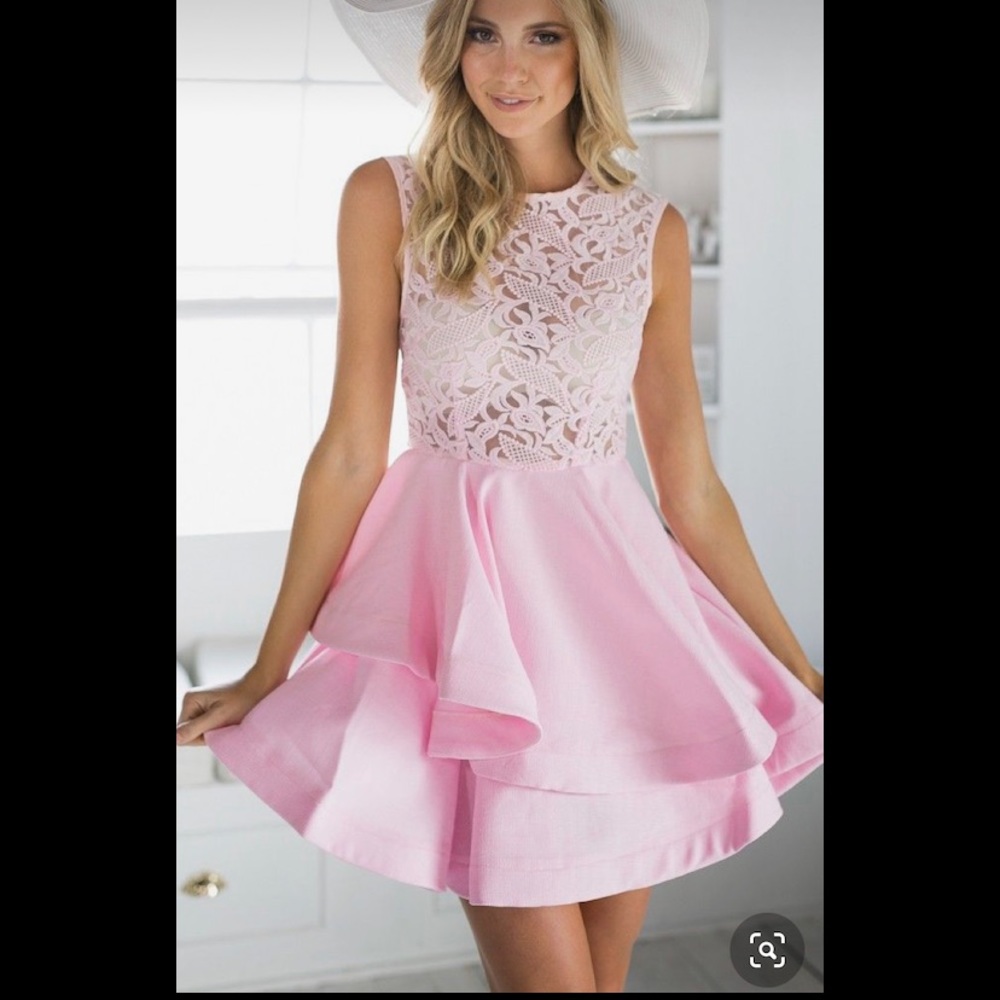 Formal pink lace dress